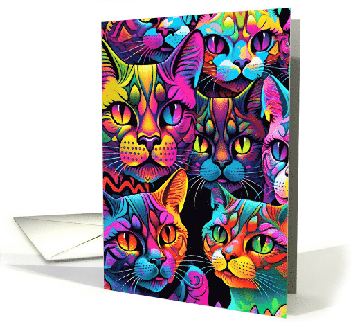 Psychedelic Cats Any Occasion Blank Note card (1763492)