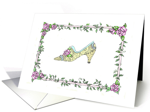 Victorian Shoe with Roses card (909643)