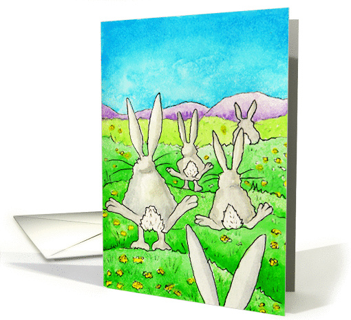 Hippity Hoppity Easter Bunnies Hopping in the Grass card (911538)
