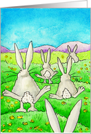 Hippity Hoppity Easter Bunnies Hopping in the Grass card