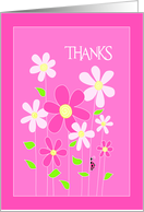 Pink Flowers Thank You Card