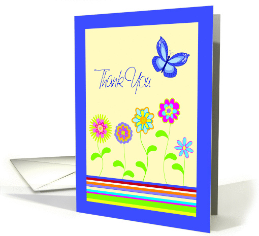 Thank You Greeting Card with Flowers and Butterfly card (915886)