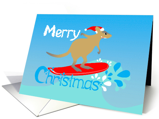 Wallaby surfing a Christmas wave card (1501622)