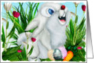 Happy Easter - Bunny, eggs, flowers card