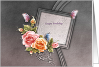 Happy Birthday- Greting Card, Flowers, Butterflys card