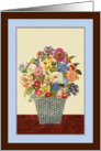 Quilted Flowers in a Basket, Blank Inside card