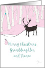 Merry Christmas Granddaughter and Fiance Whimsical Reindeer Forest card