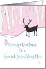 Merry Christmas Special Granddaughter Whimsical Reindeer Pink Forest card