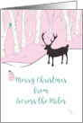 Merry Christmas from Across the Miles Whimsical Reindeer Pink Forest card