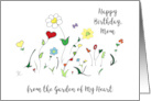 Happy Birthday, Mom, Garden of My Heart, Colorful Flowers, Hearts card