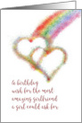 Lesbian Birthday Wish for Girlfriend Colorful Rainbow and Hearts card