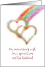 Gay Son and Husband Anniversary Wish Colorful Rainbow and Hearts card