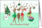 Humorous Chrismas Party Invitation, Reindeer, Conga card