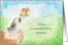 Feliz Cumpleanos Mama, Pajaro con Flores card