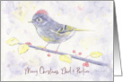 Merry Christmas Dad and Partner Whimsical Purple Watercolor Bird Holly card