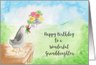 Happy Birthday, Wonderful Granddaughter, Bird with Flowers card