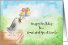 Happy Birthday, Wonderful Great Uncle, Bird with Flowers card