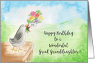 Happy Birthday, Wonderful Great Granddaughter, Bird with Flowers card