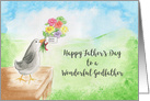 Happy Father’s Day Wonderful Godfather, Bird with Bouquet of Flowers card
