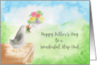 Happy Father’s Day Wonderful Step Dad Bird with Bouquet of Flowers card