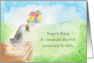 Happy Birthday Wonderful Step Dad Across Miles, Bird, Flowers card