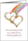 Son and Girlfriend Anniversary Wish Colorful Rainbow and Hearts card