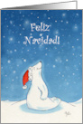 Feliz Navidad, Sonriente Oso Polar Caricatura en Nieve Que Cae card