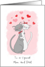Happy Valentines Mom and Dad Happy Cartoon Cats in Love card