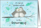 Happy Anniversary Special Grandson and Wife, Cute Cartoon Lovebirds card