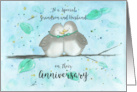 Gay Happy Anniversary Grandson and His Husband Cute Cartoon Lovebirds card