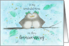 Lesbian Happy Anniversary to My Wonderful Moms Cute Cartoon Lovebirds card