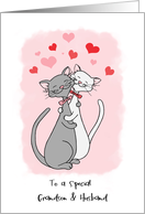 Gay Happy Valentines Grandson and Husband Cute Cats in Love card