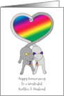 Gay Happy Anniversary Brother and Husband Cute Cats Rainbow Heart card