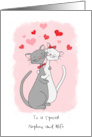 Happy Valentines Nephew and Wife Happy Cartoon Cat Couple card