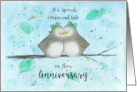 Lesbian Happy Anniversary Cousin and Her Wife Cute Cartoon Lovebirds card