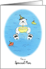 Happy Birthday Special Man, Polar Bear in Water Holding Cake card