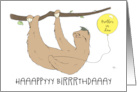 Brother in Law Birthday Humorous Slow Speaking Sloth with Balloon card