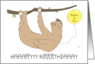 Nephew in Law Birthday Humorous Slow Speaking Sloth with Balloon card