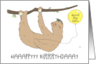 Special Step Sister Birthday Humorous Slow Speaking Sloth with Balloon card