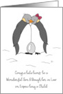 Son and Wife Congratulations on Expecting a Child Penguins with Egg card