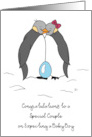 Special Couple Congratulations on Expecting Baby Boy Penguins Egg card