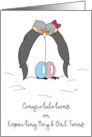Congratulations on Expecting Boy and Girl Twins Penguin Couple Eggs card