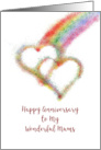 Lesbian MUMS Heartfelt Anniversary Wish Colorful Rainbow and Hearts card