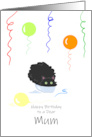MUM Birthday Funny Fluffy Black Cat in Tiny Box card