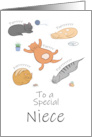 Niece Birthday Funny Cartoon Cats Sleeping and Purring card