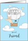 Friend Birthday Across the Miles Cute Cat in Hot Air Balloon card