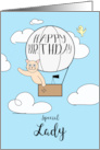 Special Lady Birthday Across the Miles Cute Cat in Hot Air Balloon card