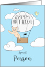 Special Person Birthday Across the Miles Cute Cat in Hot Air Balloon card