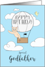 Godfather Birthday Across the Miles Cute Cat in Hot Air Balloon card