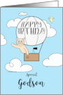 Godson Birthday Across the Miles Cute Cat in Hot Air Balloon card